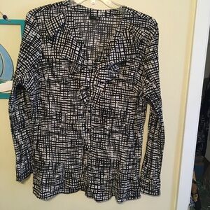 East 5th Black and White Geometric Blouse